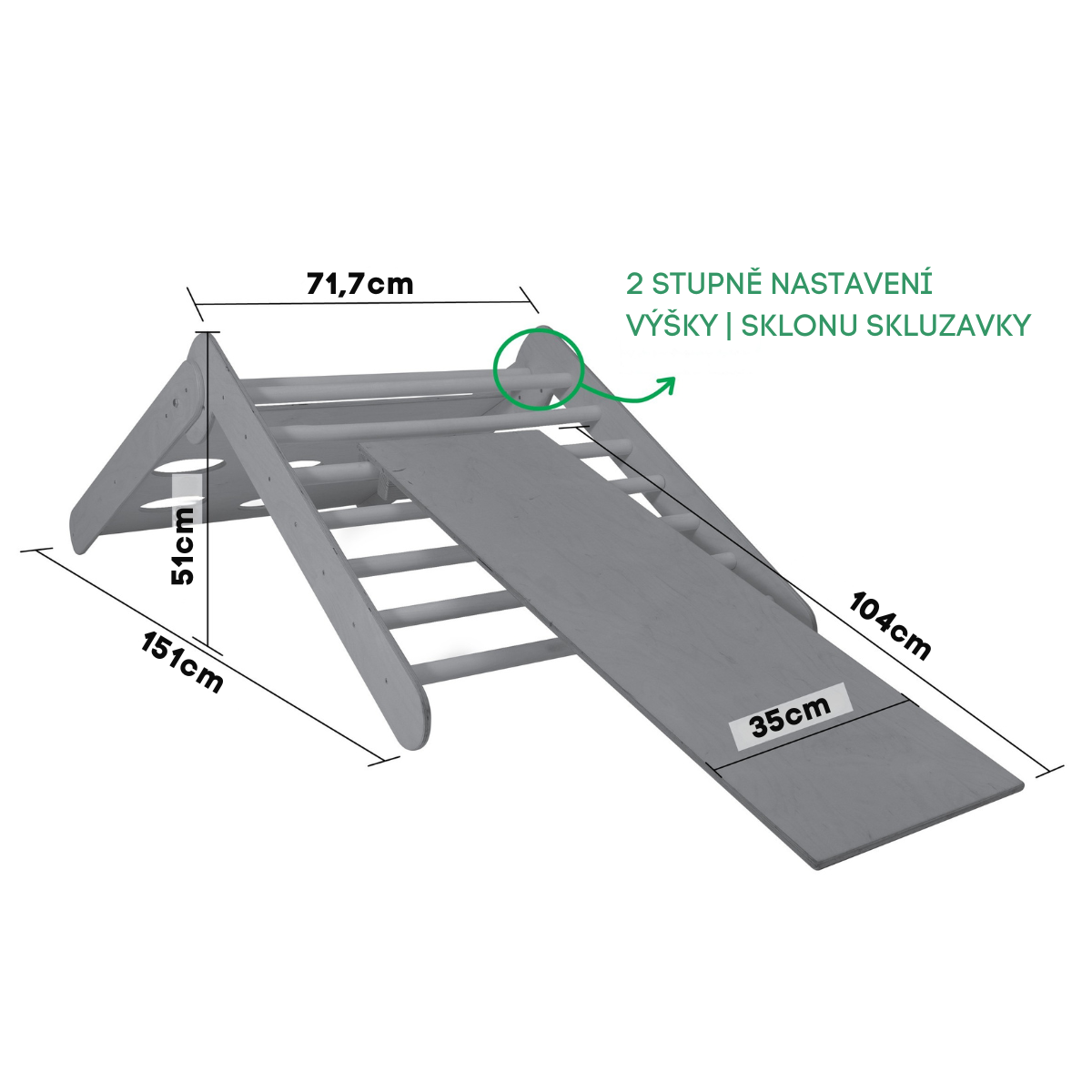 2v1 Montessori horolezecký trojúhelník s rampou/skluzavkou
