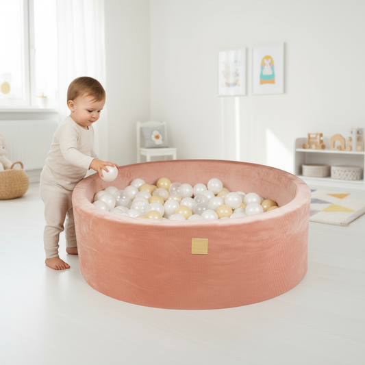 Kulatý míčkový bazének 90×30 cm – Apricot Velvet, 200 barevných míčků