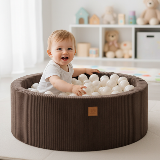 Kulatý míčkový bazének 90×30 cm – Aesthetic Brown, 200 bílých míčků