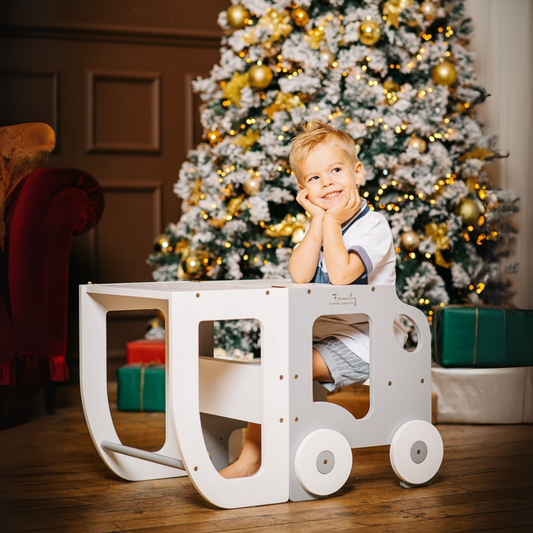 Montessori učící věž s motivem auta 3v1