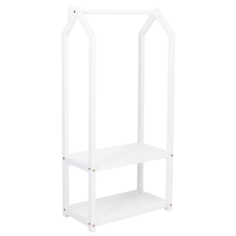 Dětský věšák na oblečení ve tvaru domečku s úložným prostorem