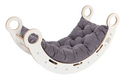 White Wooden Dream Rocker with Pillow, Slide and Ladder - Large