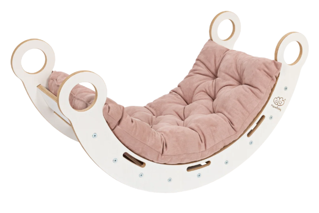 White Wooden Dream Rocker with Pillow, Slide and Ladder - Large