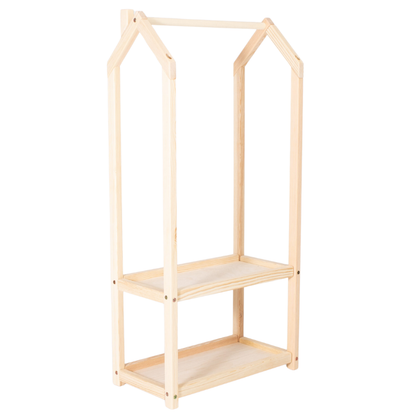 Dětský věšák na oblečení ve tvaru domečku s úložným prostorem