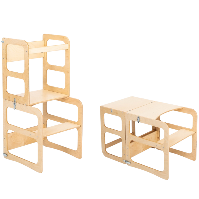 2v1 Montessori učící věž / stůl se židličkou