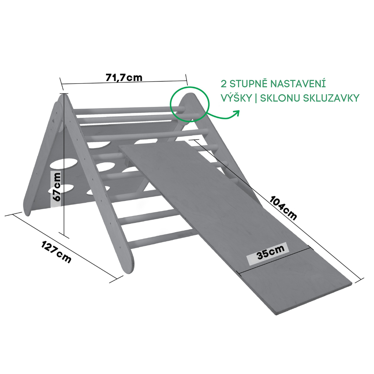 2v1 Montessori horolezecký trojúhelník s rampou/skluzavkou