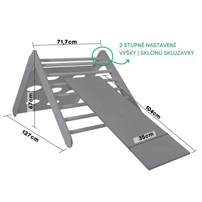 2v1 Montessori horolezecký trojúhelník s rampou/skluzavkou