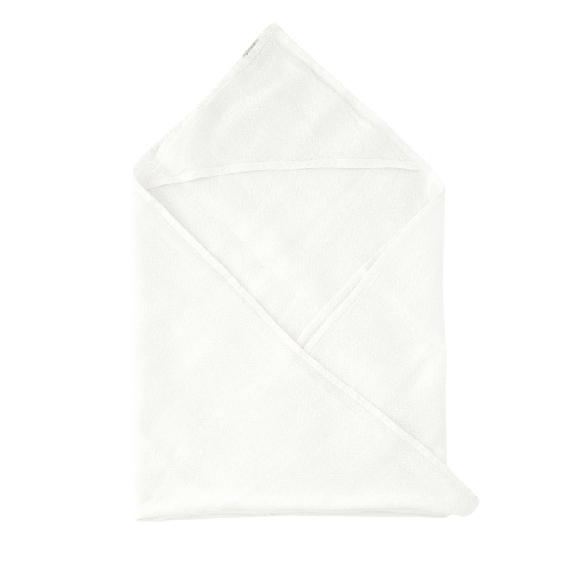 Dětská lněná osuška s kapucí White