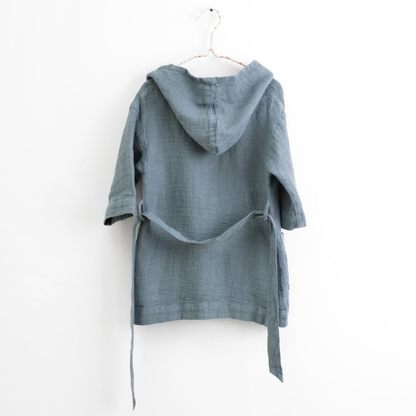 Dětský lněný župan - Blue Fog