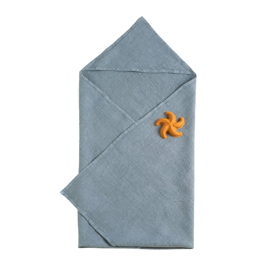 Dětská lněná osuška s kapucí Blue Fog