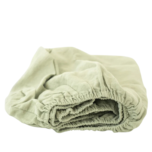 Dětské lněné napínací prostěradlo - Sage