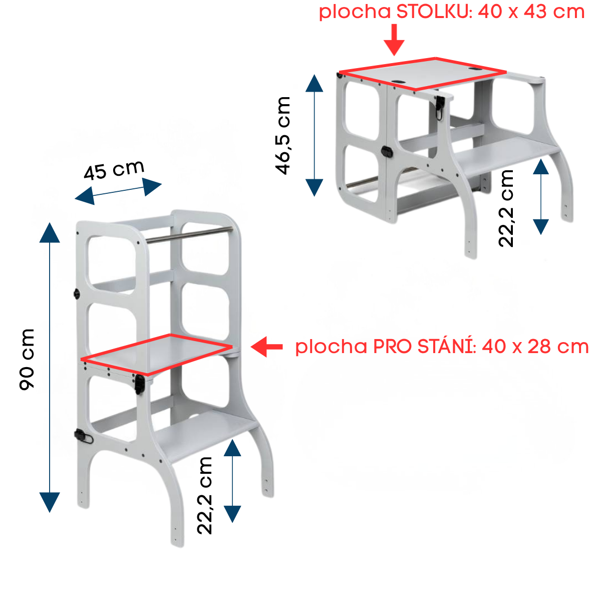 STEP’n’SIT® Montessori učící věž / stoleček 2v1, přírodní