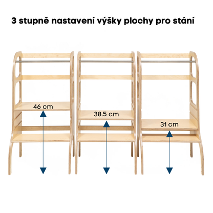 STEP UP® – Montessori učící věž s nastavitelnou výškou, bílá
