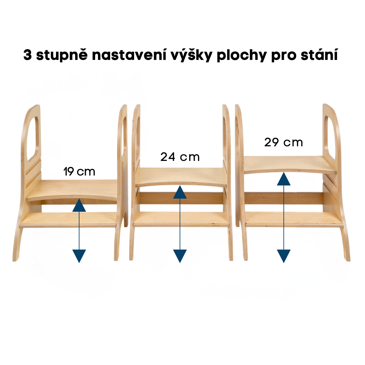 MIIMO® Nastavitelné dětské schůdky – černé