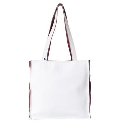 Kožená tote kabelka Folk 2 - White