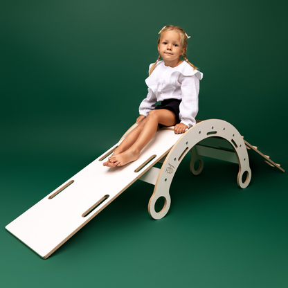 Dřevěná houpačka Dream Rocker s polštářem, skluzavkou a žebříkem - Large