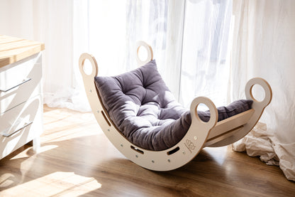 Dřevěná houpačka Dream Rocker s polštářem, skluzavkou a žebříkem - Large