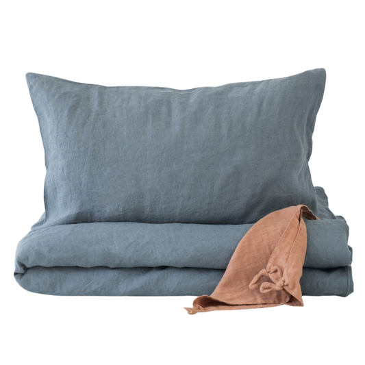 Dětské lněné povlečení - modrá barva