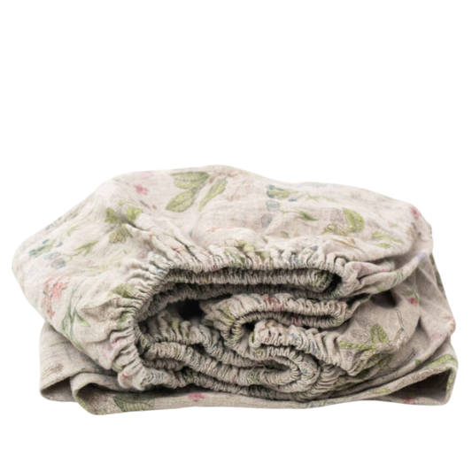 Dětské lněné napínací prostěradlo - Botany