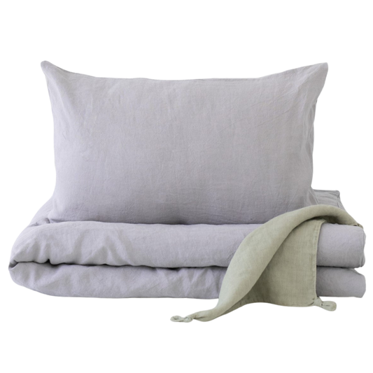 Dětské lněné povlečení - světle šedá barva