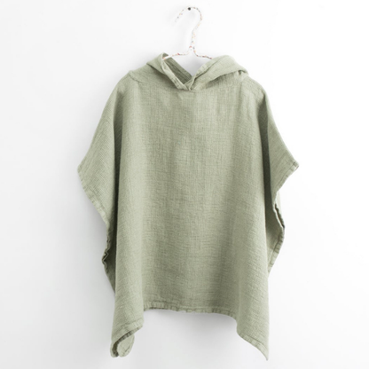 Dětské lněné pončo / župan s kapucí Sage