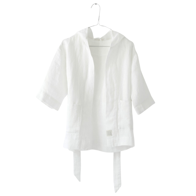 Dětský lněný župan - White