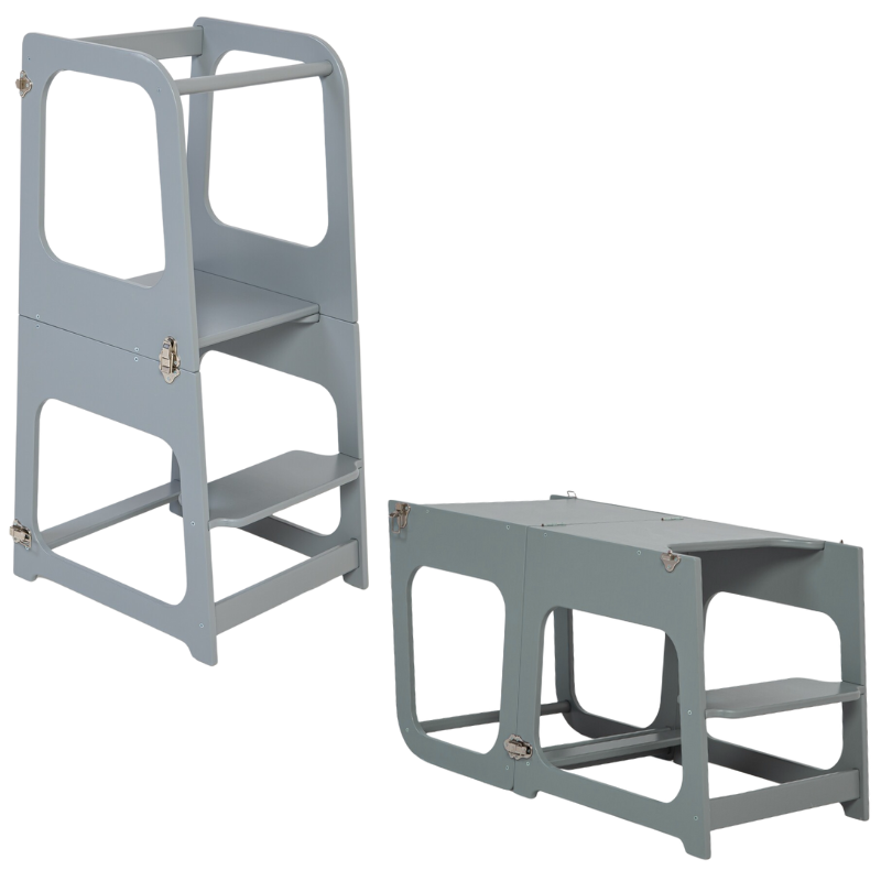 2v1 Montessori výškově nastavitelná učící věž / stolek se židličkou