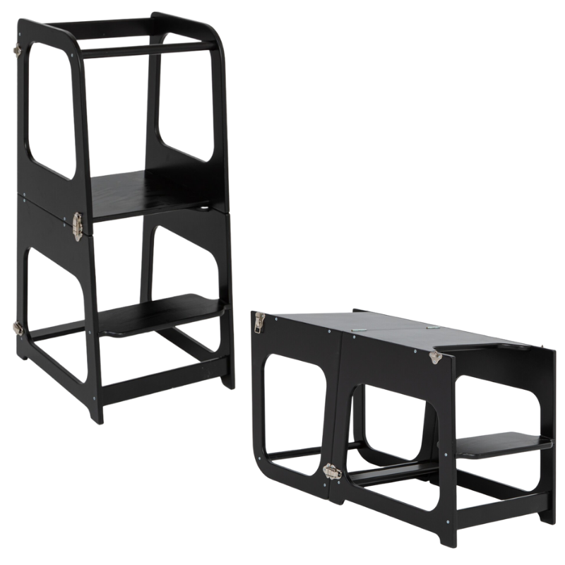 2v1 Montessori výškově nastavitelná učící věž / stolek se židličkou