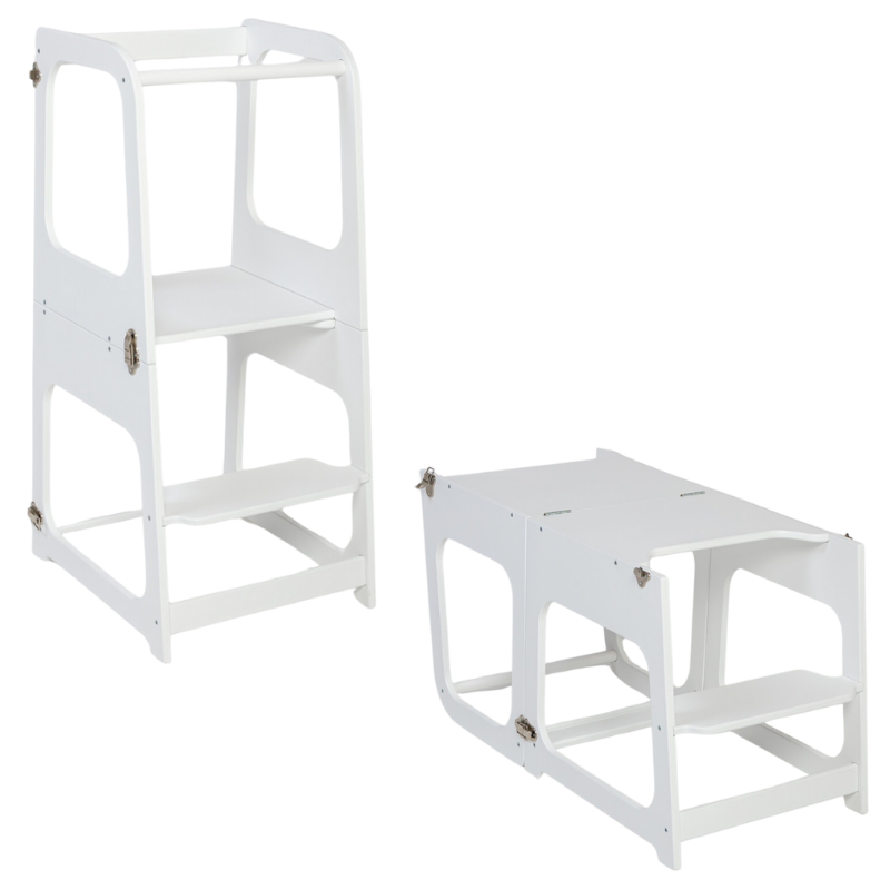 2v1 Montessori výškově nastavitelná učící věž / stolek se židličkou