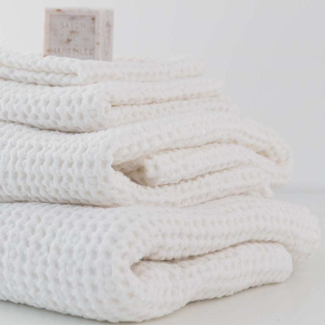 Honeycomb Waffle Towel - White