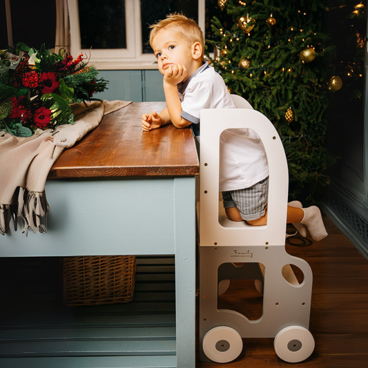 Montessori učící věž s motivem auta 3v1