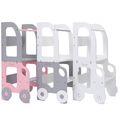 Montessori učící věž s motivem auta 3v1