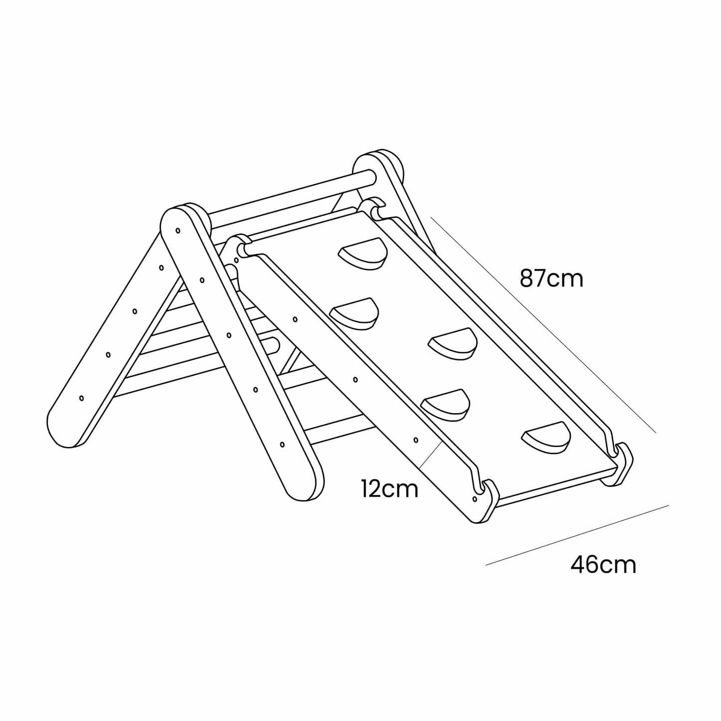 Lezecí trojúhelník se skluzavkou a lezeckou stěnou - Přírodní