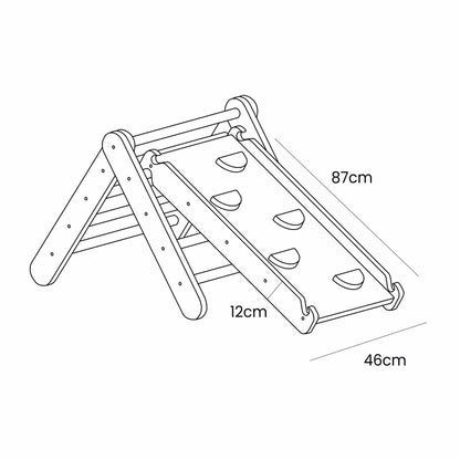 Lezecí trojúhelník se skluzavkou a lezeckou stěnou - Přírodní