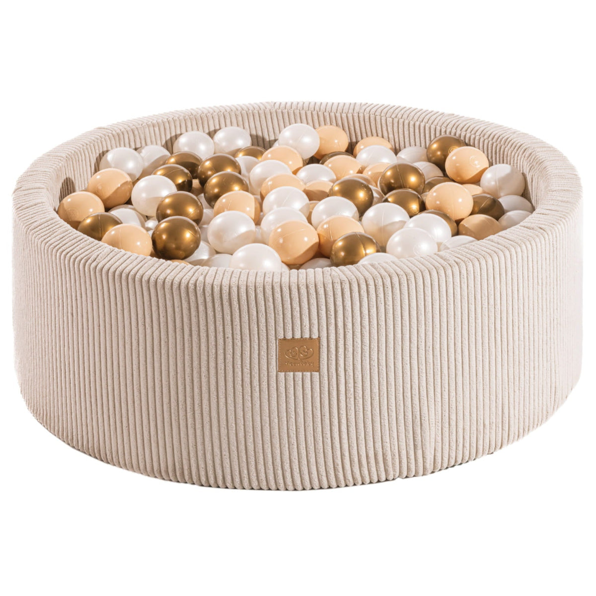 Round Ball Pit with 200 balls, 90x30cm - Velvet Ecru
