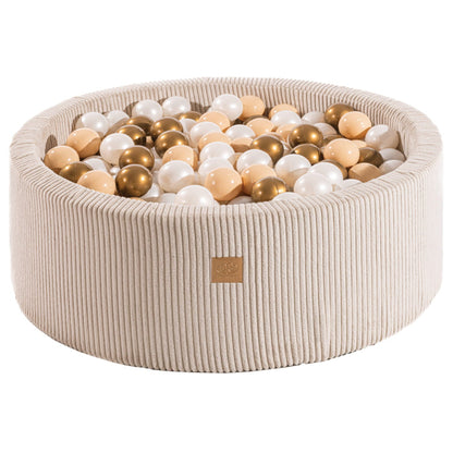 Round Ball Pit with 200 balls, 90x30cm - Velvet Ecru