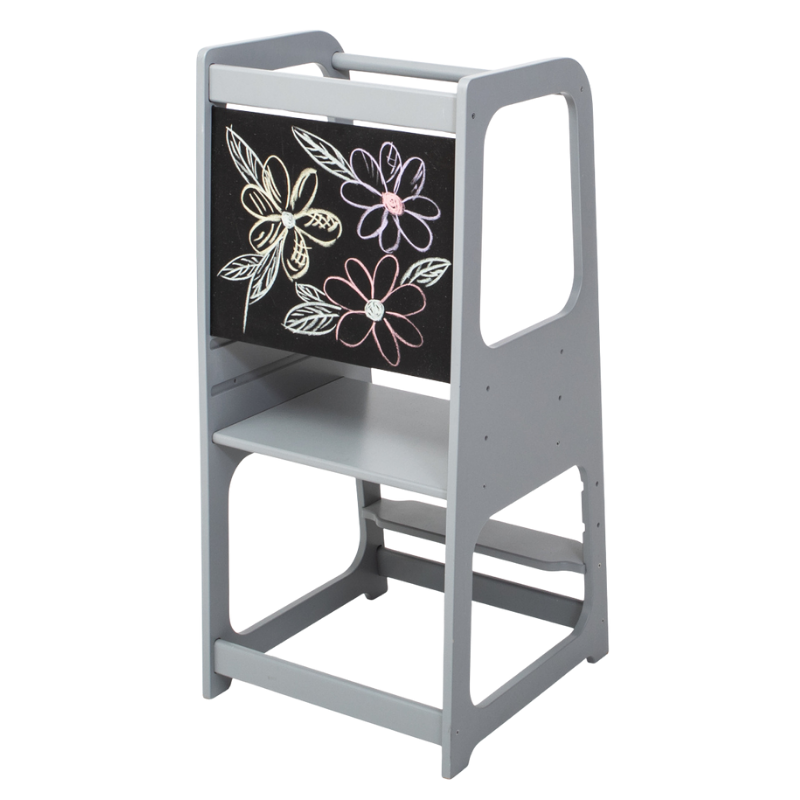 Montessori výškově nastavitelná učící věž s kreslící tabulí