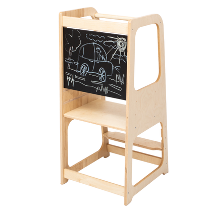 Montessori výškově nastavitelná učící věž s kreslící tabulí