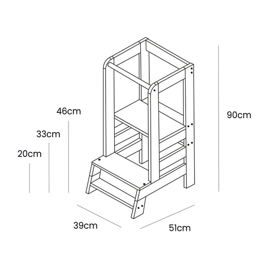 Dřevěná, výškově nastavitelná učící věž - modrá