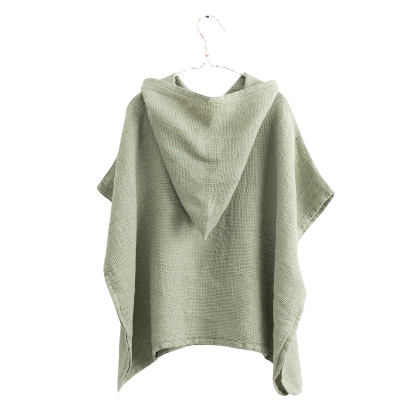 Dětské lněné pončo / župan s kapucí Sage