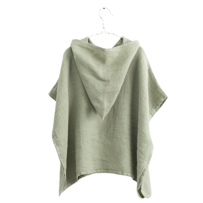 Dětské lněné pončo / župan s kapucí Sage