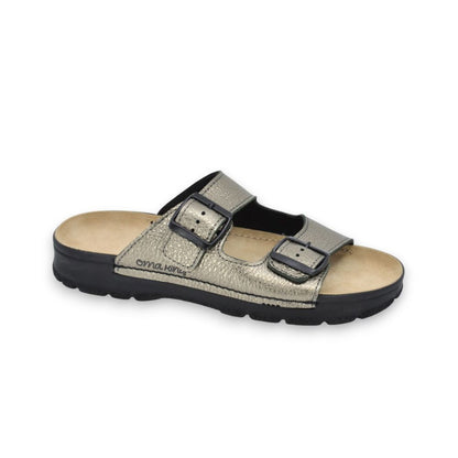 Meeliku Womens Leather Sandals – Metallic