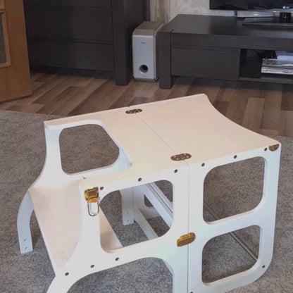 STEP’n’SIT® Montessori učící věž / stoleček 2v1, přírodní