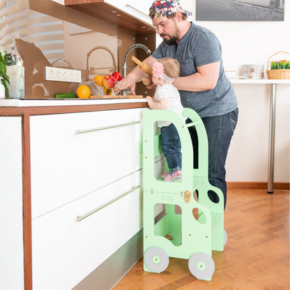 Montessori učící věž s motivem auta 3v1