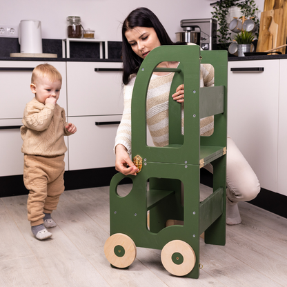 Montessori učící věž s motivem auta 3v1