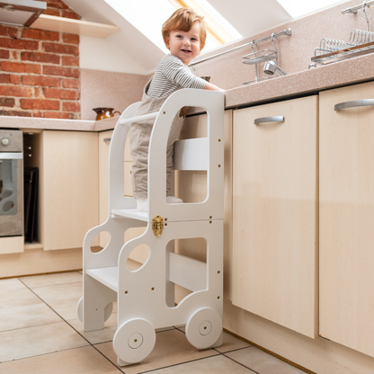 Montessori učící věž s motivem auta 3v1