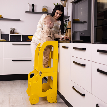 Montessori učící věž s motivem auta 3v1