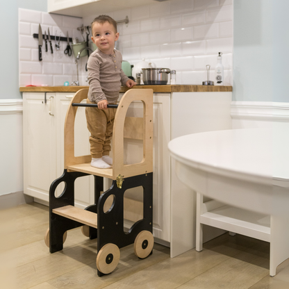 Montessori učící věž s motivem auta 3v1