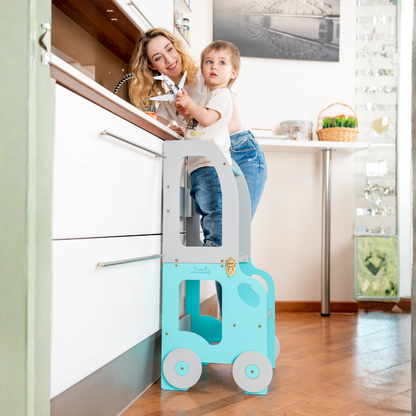 Montessori učící věž s motivem auta 3v1