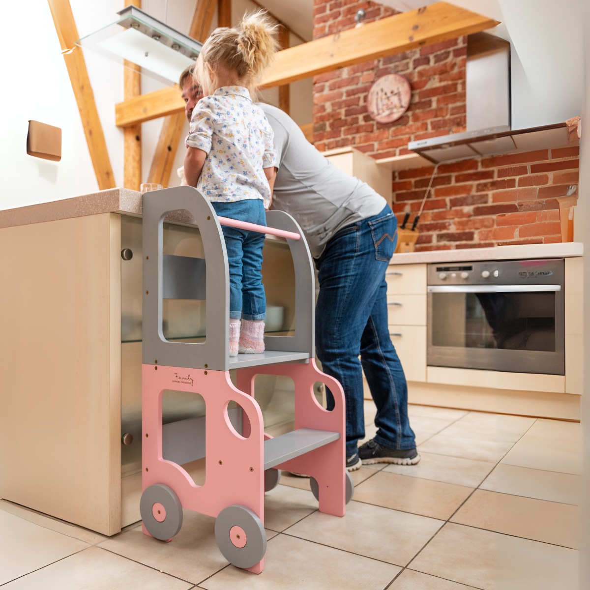 Montessori učící věž s motivem auta 3v1